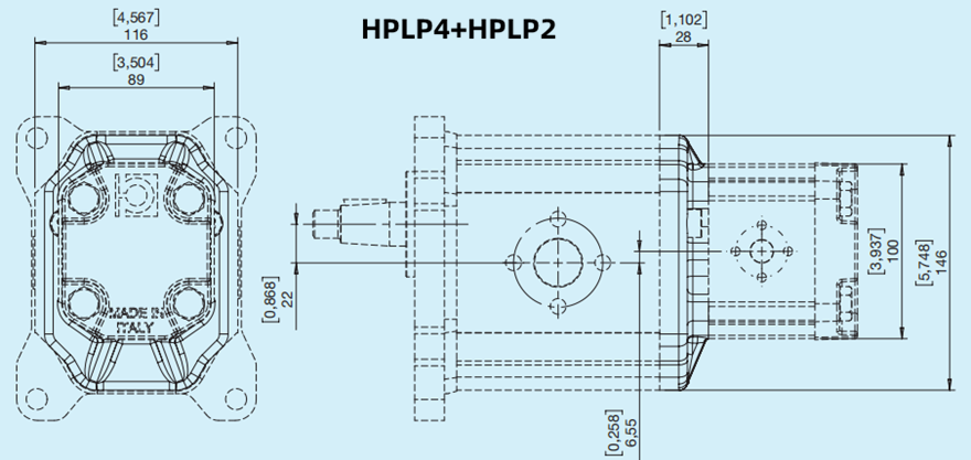 Bondioli&Pavesi邦貝HPLP4+HPLP4多級(jí)齒輪泵尺寸